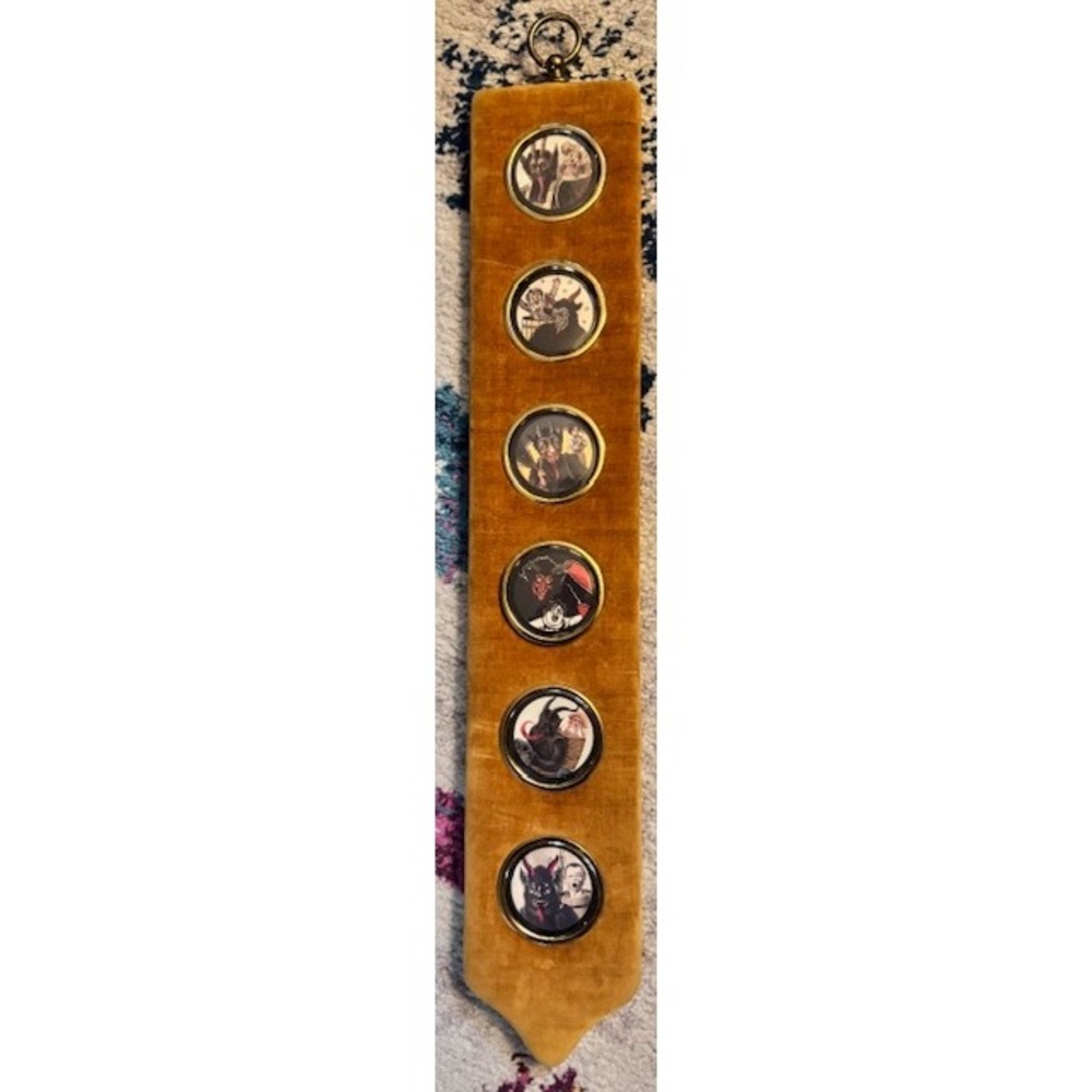 VTG Krampus Velvet Wall Hanging Austrian German Folk art 6 Devil St. Nicholas